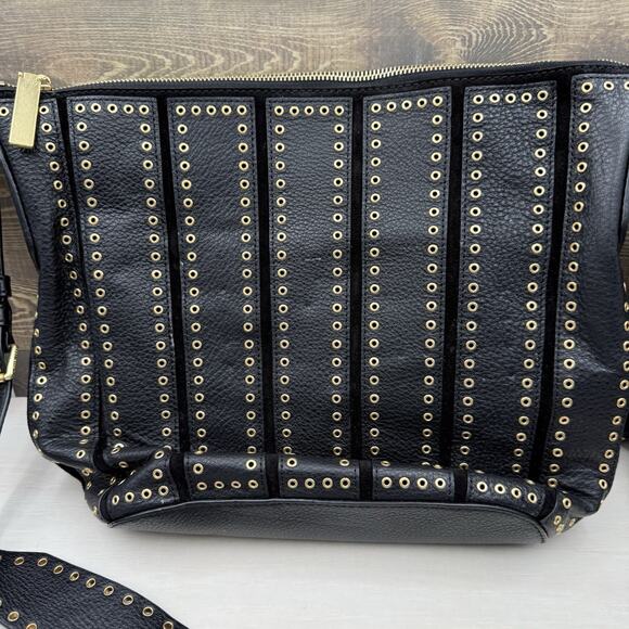 Michael Kors Brooklyn Grommet Black Leather Tassel Bag Crossbody - Picture 3 of 15